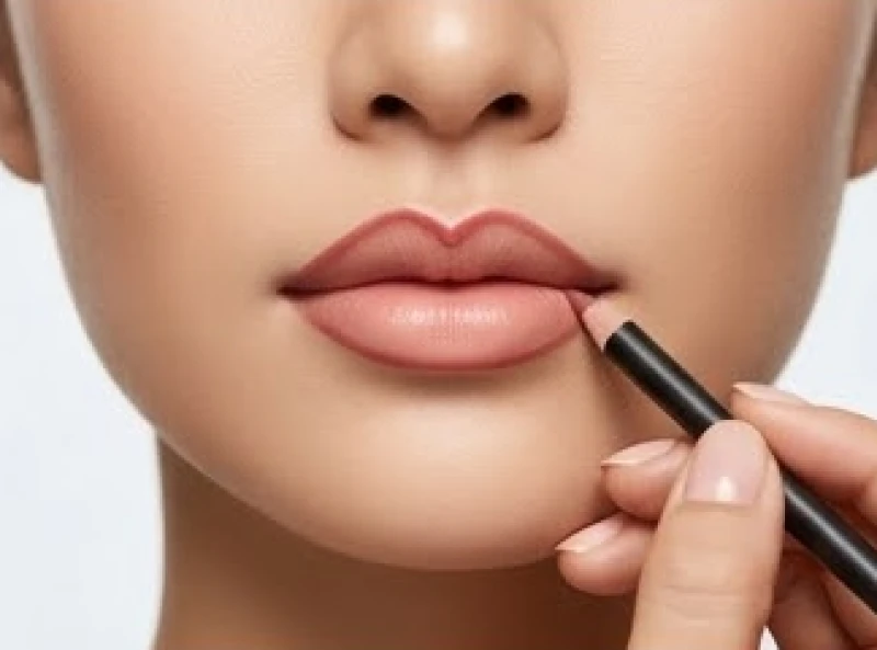 Thao tác sử dụng chì kẻ môi để tạo hình vòng cung cánh cung sắc nét