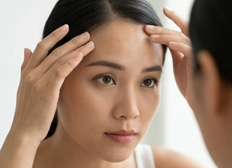 Dùng ngón tay vuốt từ đuôi lông mày lên mép chân tóc để xác định ranh giới cung thiên di
