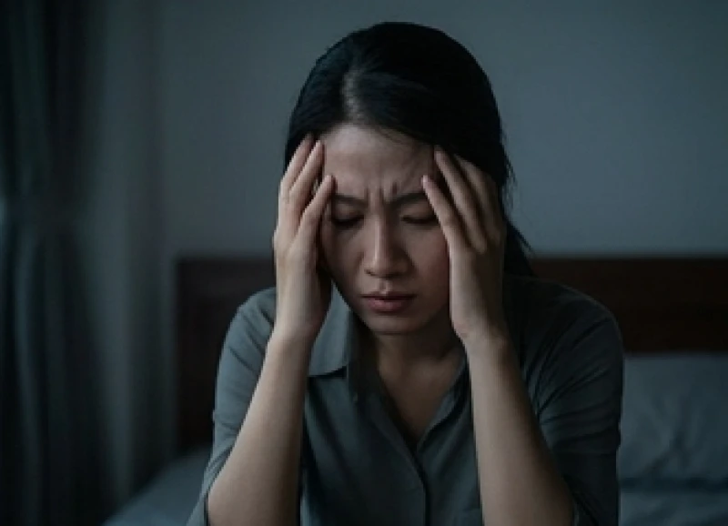 Biểu cảm mệt mỏi của người phụ nữ khi phải đối diện với những áp lực và mâu thuẫn nội bộ trong gia đình