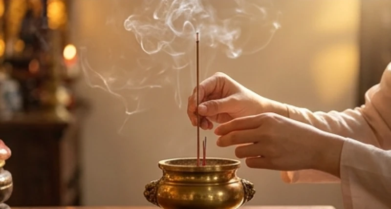 Văn khấn Công chúa Tiên Dung: Bài cúng và cách sắm lễ cầu duyên 7 Hai bàn tay cẩn thận cắm nén nhang trầm thẳng đứng vào bát hương tĩnh mịch chốn đền thiêng để kết thúc hành lễ