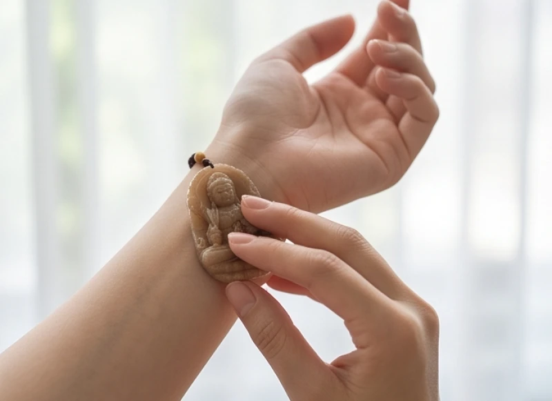 Phật bản mệnh tuổi Sửu: Chọn chuẩn nạp âm và nghi thức tẩy uế 8 Áp viên đá phong thủy chạm khắc tinh xảo lên vùng da cổ tay để kiểm tra nhiệt độ