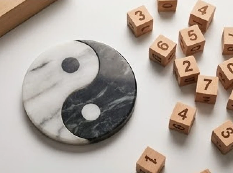 Biểu tượng Thái Cực bằng đá cẩm thạch thể hiện sự cân bằng âm dương trên bàn làm việc