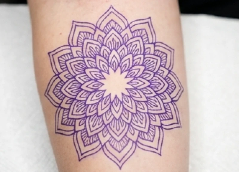 Bản can ke stencil họa tiết Mandala đối xứng hoàn hảo đang được ướm lên da