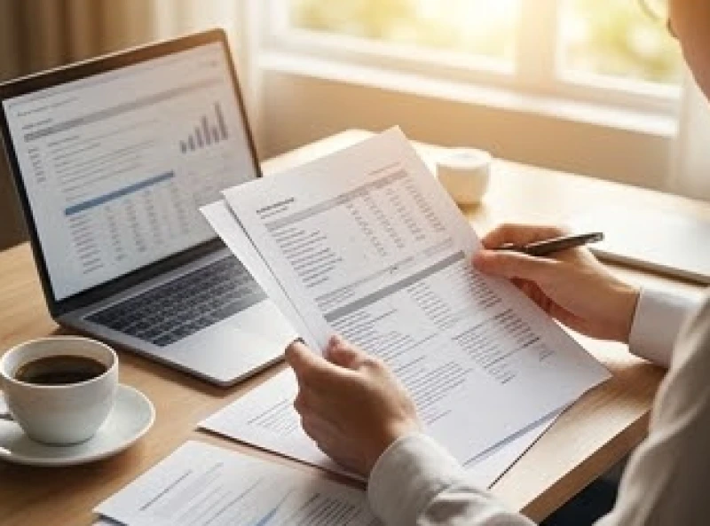 Không gian làm việc buổi sáng yên tĩnh với ly cà phê và giấy tờ hợp đồng