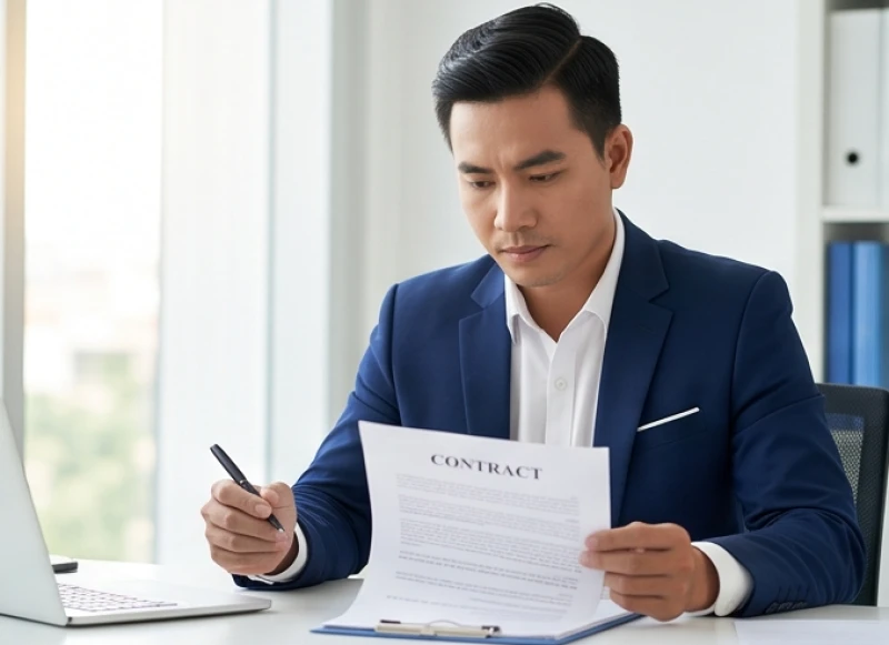 Doanh nhân tuổi Hợi cẩn thận xem xét các điều khoản trước khi ký kết hợp đồng kinh doanh trong năm 2026