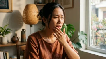 Người phụ nữ vô tình cắn phải lưỡi trong bữa ăn khiến nhiều người thắc mắc cắn vào lưỡi là điềm gì theo phong thủy