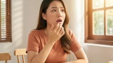 Người phụ nữ lo lắng khi vô tình cắn vào môi là điềm gì trong lúc dùng bữa