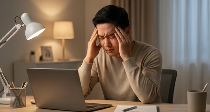Mơ thấy sảy thai là điềm gì: Giải mã bối cảnh và bộ số may mắn 3 Người đàn ông ngồi trầm tư trước màn hình máy tính thể hiện áp lực công việc nặng nề đang phải gánh vác