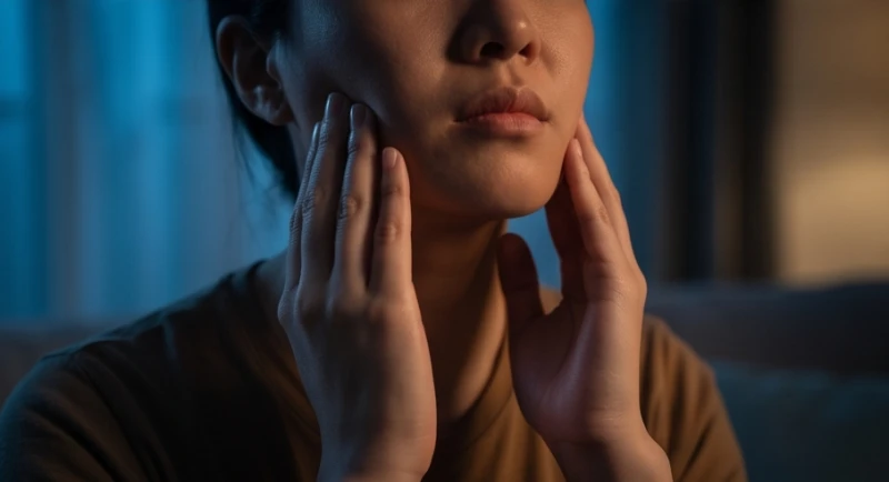 Mơ thấy gãy răng: Giải mã điềm báo, con số và góc nhìn tâm lý 6 Đôi bàn tay xoa nhẹ vùng cơ hàm và thái dương để giảm bớt áp lực sau một đêm dài căng thẳng