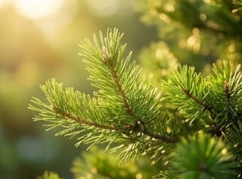 Nhành lá tùng bách tươi tốt dưới ánh nắng mai mang sinh khí của người mệnh Mộc