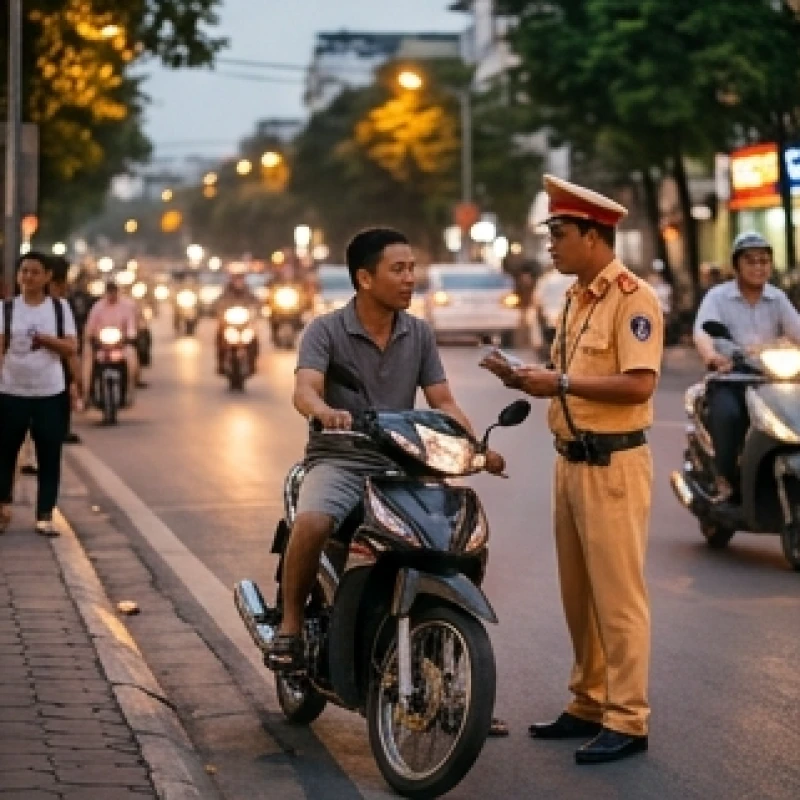 Mơ thấy cảnh sát giao thông: Điềm báo, tâm lý & cách hóa giải 4 Chiếc xe máy bị lực lượng cảnh sát giao thông yêu cầu tấp vào lề đường để kiểm tra hành chính