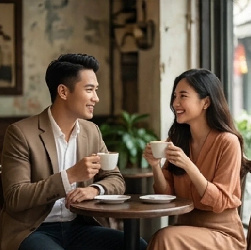 Tình duyên tuổi Thìn năm 2027: Chi tiết hỷ sự và phong thủy 8 Nam nữ thanh niên vui vẻ trò chuyện cởi mở trong một buổi hẹn hò tại quán cà phê cổ điển