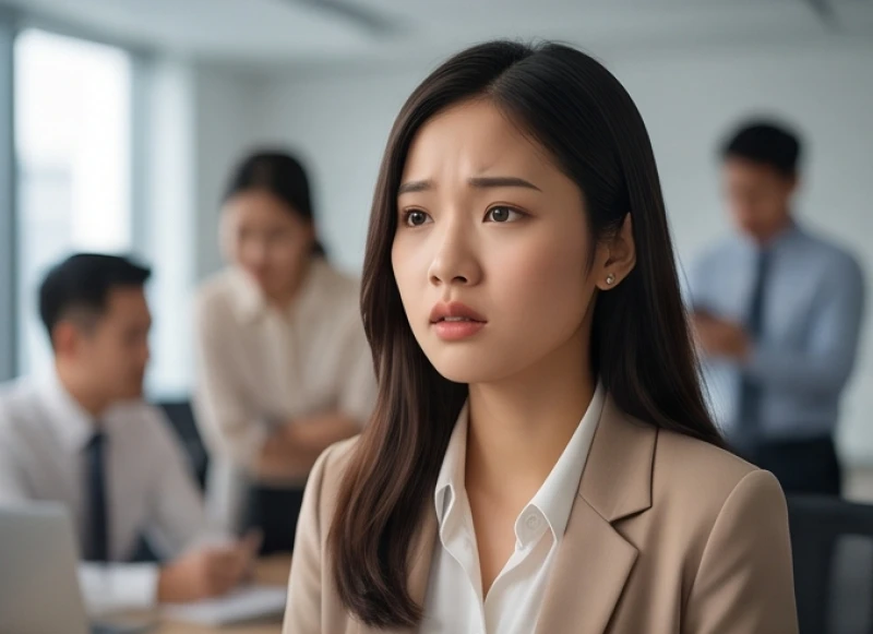 Người nhân viên cảm thấy chạnh lòng giữa chốn công sở, tượng trưng cho nỗi sợ vô thức về việc đánh mất vị trí trung tâm