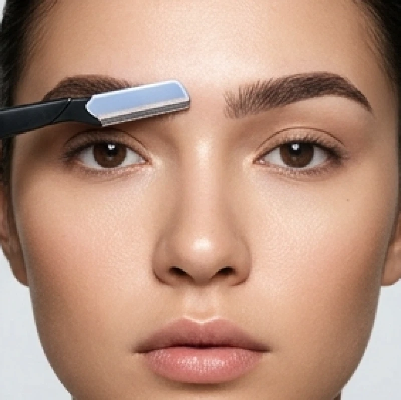 Sử dụng dao cạo nhỏ để làm sạch vùng lông tơ ở giữa hai đầu chân mày