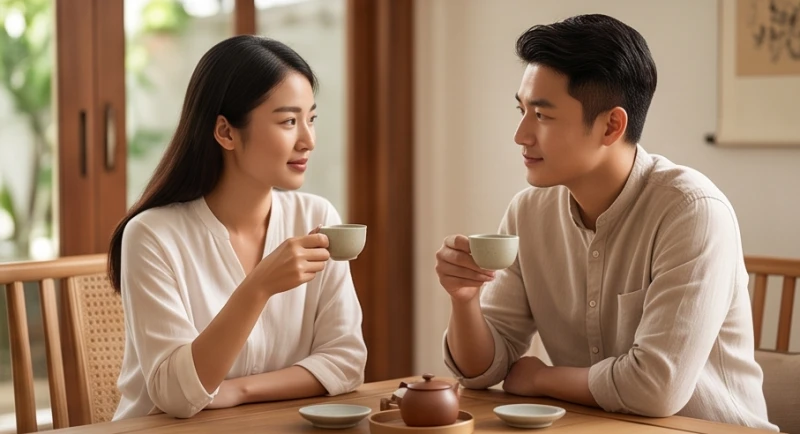 Tuổi Thân khắc tuổi nào: Giải mã chi tiết và cách hóa giải 5 Hai vợ chồng ngồi thưởng trà tĩnh tâm để tìm tiếng nói chung và giữ gìn hòa khí gia đạo