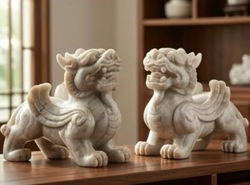 Tỳ Hưu phong thủy tuổi Thìn: chọn màu nạp âm và cách an vị 8 Cặp tỳ hưu đá cẩm thạch kích thước lớn dùng để trấn trạch phòng khách