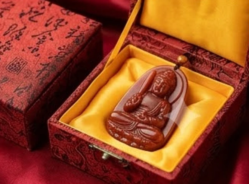 Phật bản mệnh tuổi Dần: Bảng tra màu đá và quy trình tẩy uế 11 Dây chuyền mặt Phật được tháo ra và đặt cẩn thận vào chiếc hộp gấm màu đỏ lót lụa vàng