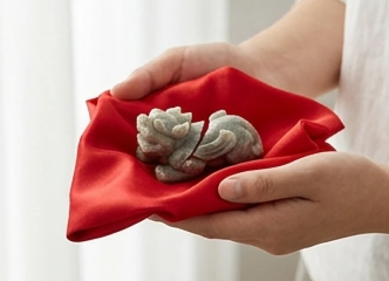 Tỳ Hưu phong thủy tuổi Tý: Chọn chất liệu và hướng an vị 11 Gói gọn tượng tỳ hưu bằng đá bị mẻ bằng một tấm lụa đỏ sạch sẽ