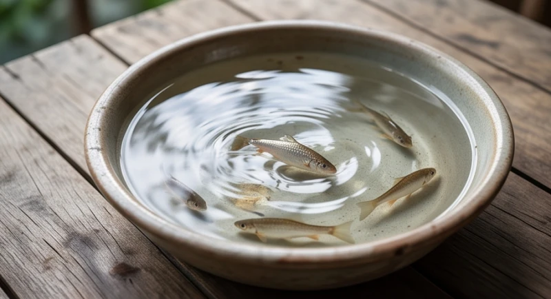 Mơ thấy đi câu cá: Giải mã điềm báo và sổ mơ con số may mắn 2 Những chú cá nhỏ bơi lội tung tăng trong một chiếc chậu nước trong vắt dưới ánh nắng ấm áp