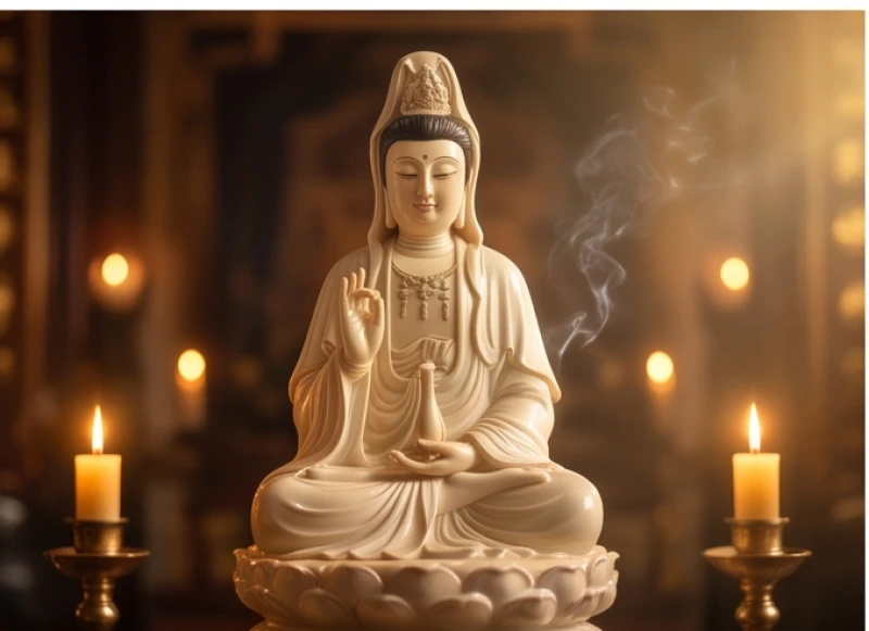 Văn khấn cầu thi cử: Trọn bộ lễ vật và bài khấn đúng nghi thức 8 Tượng Phật Bà Quan Âm hiền từ trong không gian chùa tĩnh lặng