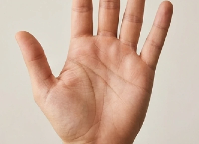 Lòng bàn tay mở rộng với các đường chỉ tay chính yếu được chiếu sáng rõ nét