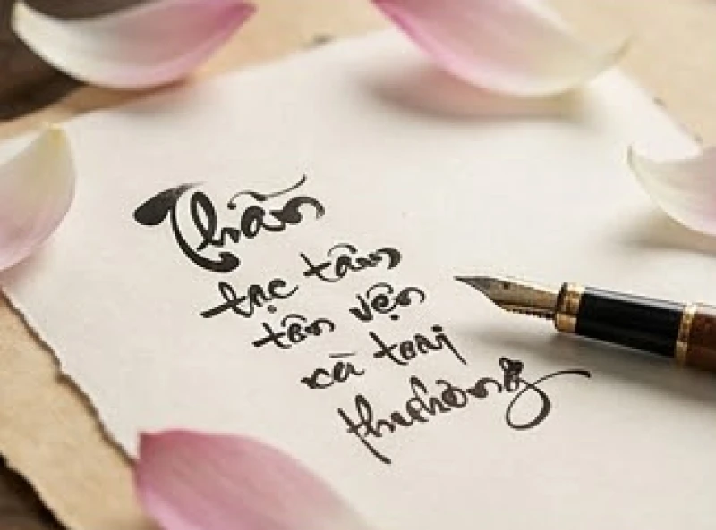 Bút mực viết cẩn thận tên con gồm ba phần là họ, tên lót và tên chính