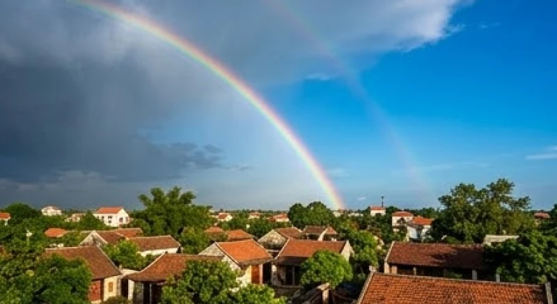 Cầu vồng là điềm gì: Giải mã phong thủy và điềm báo giấc mơ 1 Cầu vồng rực rỡ xuất hiện trên bầu trời trong xanh ngay sau khi cơn mưa lớn vừa kết thúc