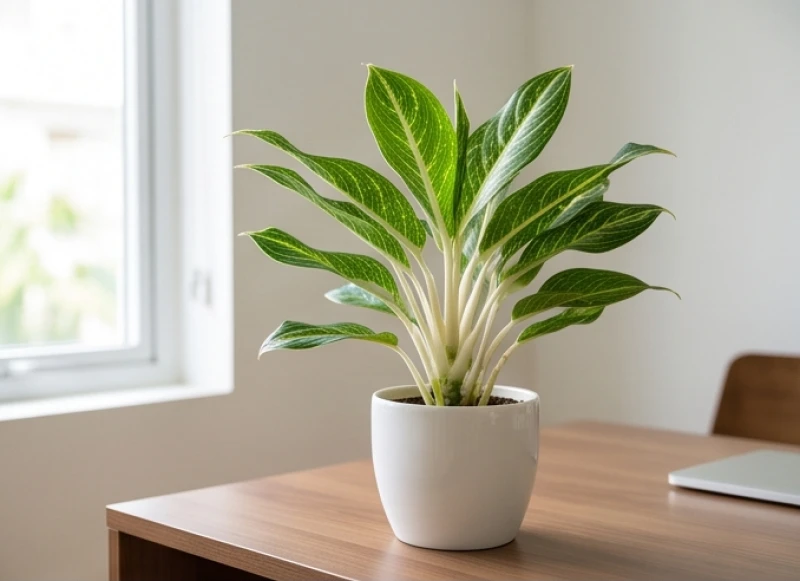 Cây trồng trong nhà hợp tuổi Dần: Ngũ hành và vị trí đặt 3 Chậu cây Bạch Mã Hoàng Tử với gân lá trắng muốt phù hợp với gia chủ mệnh Kim