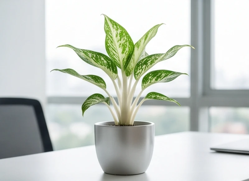 Chậu cây Bạch Mã Hoàng Tử sang trọng với thân cuống trắng muốt đặc trưng dành cho mệnh Kim