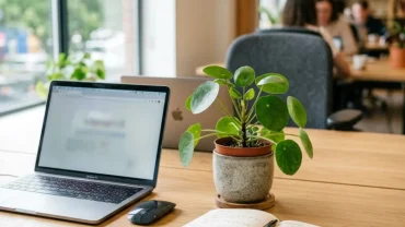 Chậu cây cảnh mini tươi tốt đặt góc làm việc đại diện cho cây để bàn hợp tuổi sửu giúp kích vượng khí