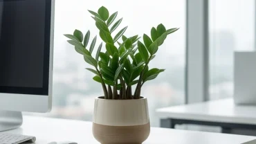 Chậu cây cảnh mini xanh tốt đặt trên bàn làm việc hiện đại dành cho người tuổi Thìn