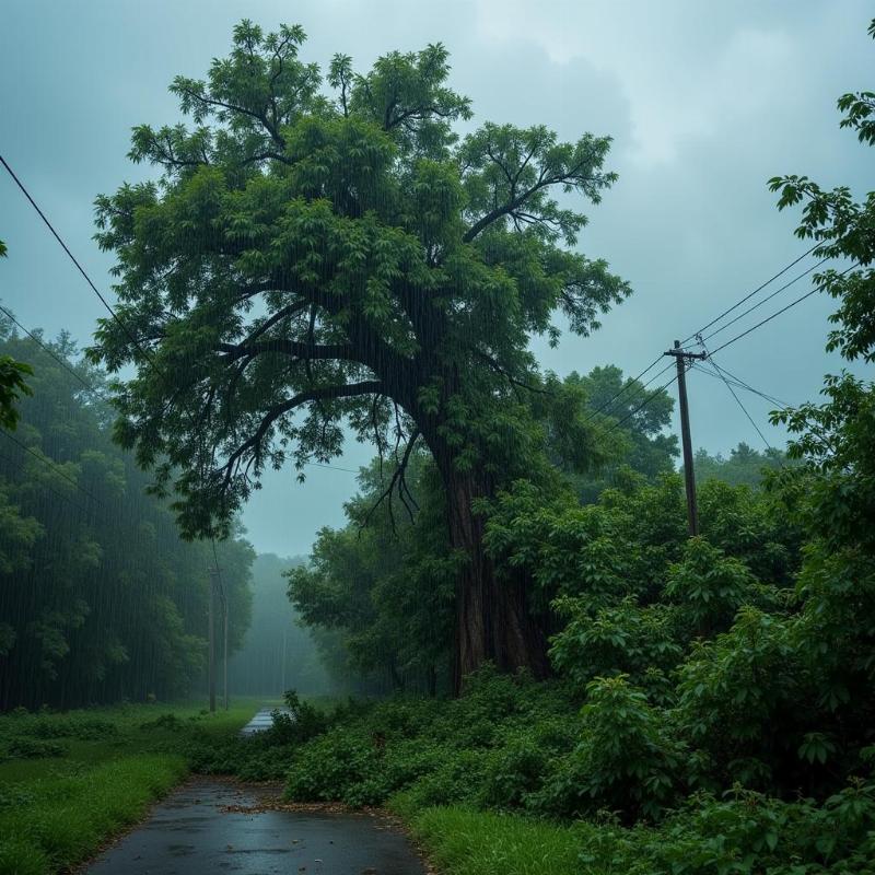 Cây đu đủ đổ vì bão lớn