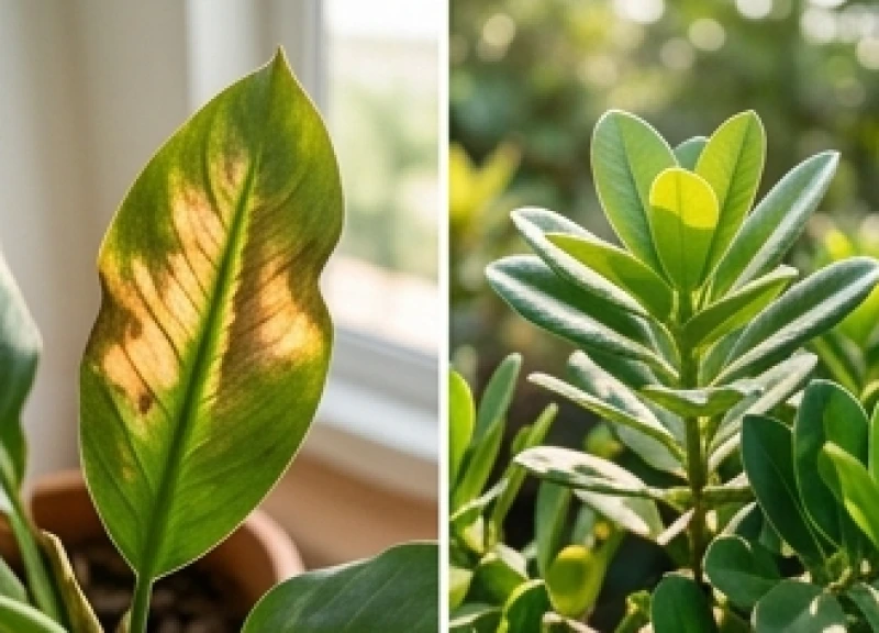 Chậu bạch mã hoàng tử héo úa bên cạnh những cây ngoại thất chịu nắng xanh tươi ngoài khoảng sân rộng