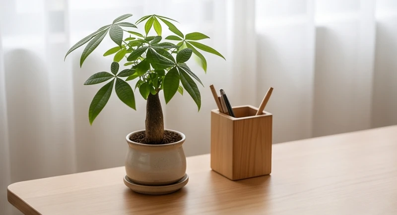Hướng bàn học hợp tuổi Mùi: Tra cứu nam nữ và cách hóa giải 5 Chậu cây Kim Ngân mini xanh tốt đặt tinh tế ở góc trái của mặt bàn làm việc
