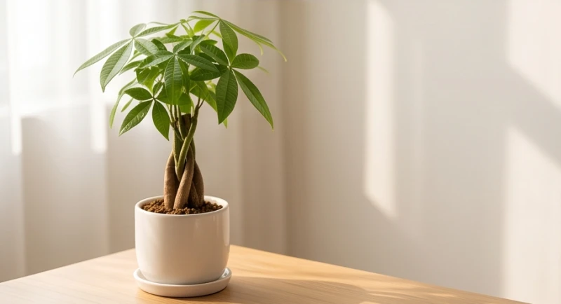 Cách Thu Hút Tài Lộc Cho Người Tuổi Thân: Lộ Trình Từng Can Chi 6 Chậu cây kim ngân nhỏ với phần thân đan chéo đặt cạnh sổ tay