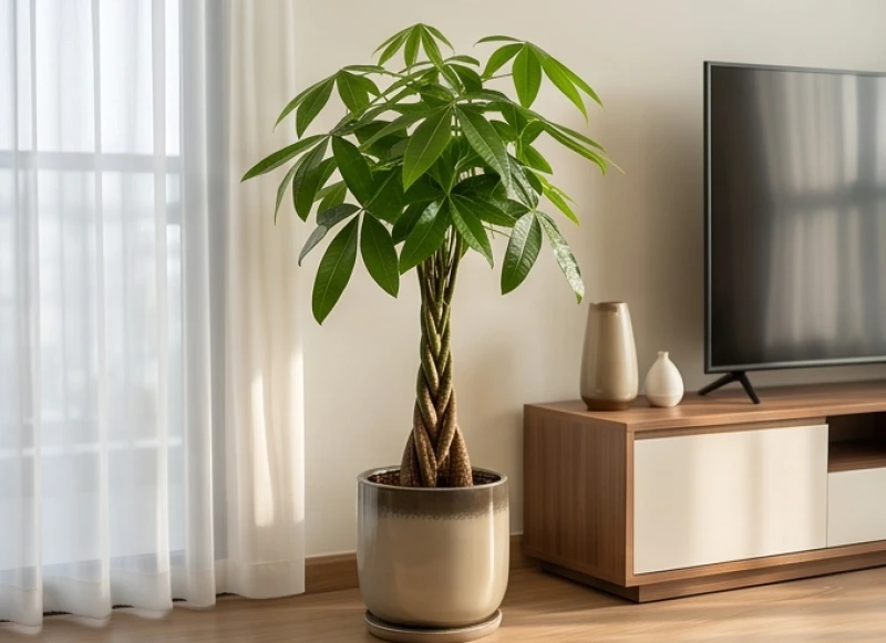 Cây Trồng Trong Nhà Hợp Tuổi Mão: Chọn Cây Râm Mát & Lịch Tưới 5 Chậu cây kim ngân thắt bím với tán lá xòe rộng năm cánh xanh mướt