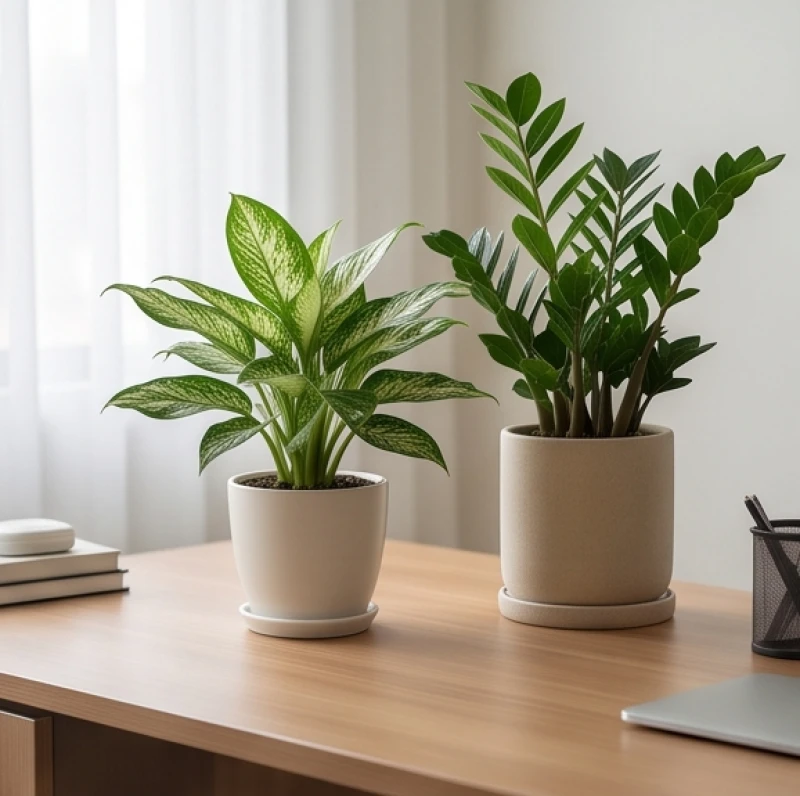 Cây trồng trong nhà hợp tuổi Tỵ: phân biệt cung phi nam nữ 1 Chậu cây bạch mã hoàng tử và kim tiền đặt hài hòa góc làm việc của người tuổi Tỵ