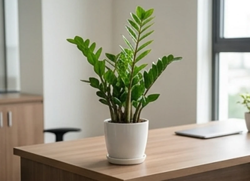 Tuổi Tý hợp cây gì: Trọn bộ 5 bản mệnh và lịch tưới tránh đại kỵ 1 Chậu cây Kim Tiền đặt trên bàn làm việc với tán lá vươn thẳng đứng tượng trưng cho sự phát triển