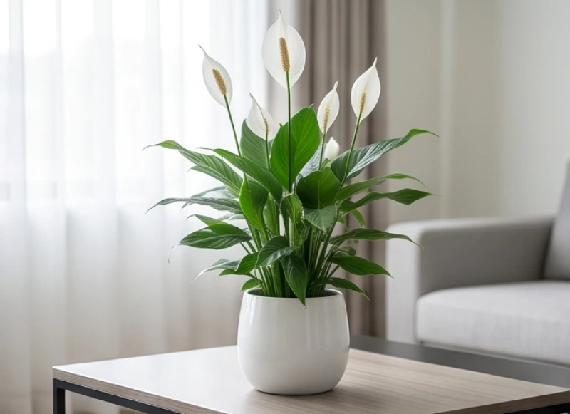 Chậu cây lan ý với những bông hoa trắng muốt vươn cao vượng khí cho người sinh năm Ất Mùi mệnh Kim