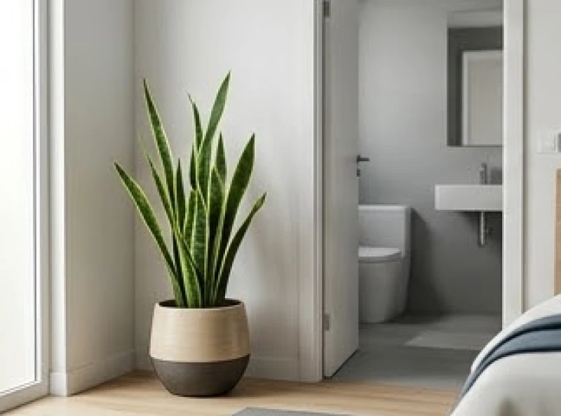 Chậu cây lưỡi hổ nhỏ đặt ngay trước cửa nhà vệ sinh để hóa giải hung khí cho phòng ngủ
