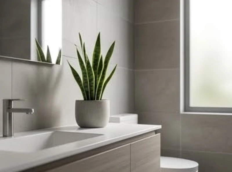 Chậu cây lưỡi hổ đặt trong phòng tắm để thanh lọc uế khí và phân tán năng lượng tiêu cực