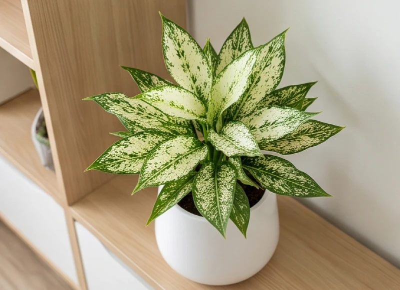 Phiến lá loang trắng xanh thanh tao của cây ngọc ngân hỗ trợ mang lại sự tĩnh tại và êm ấm cho gia đạo