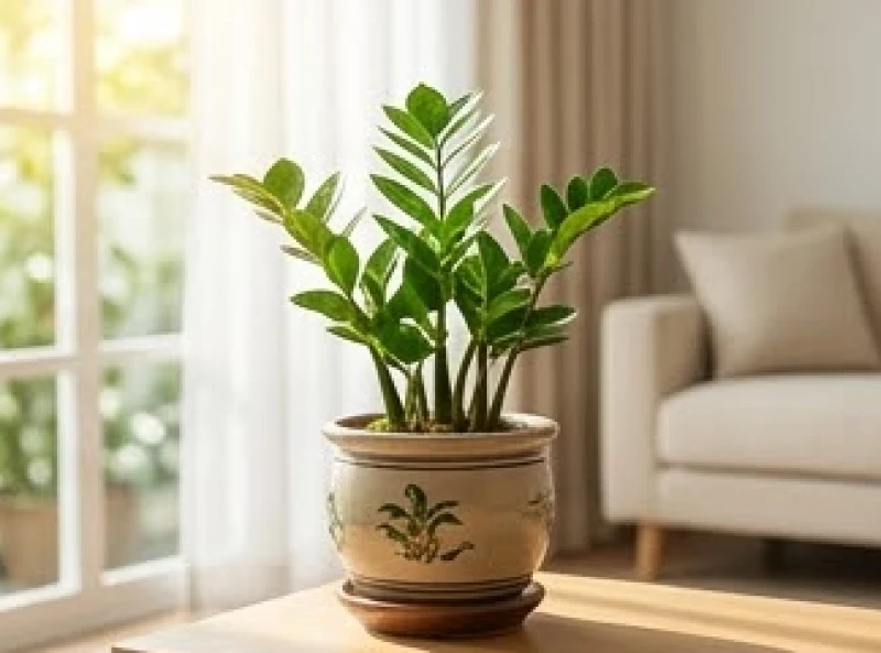 Chậu cây xanh phong thủy lá tròn đặt cạnh cửa sổ đón nắng mai giúp xua tan luồng khí hung hãn