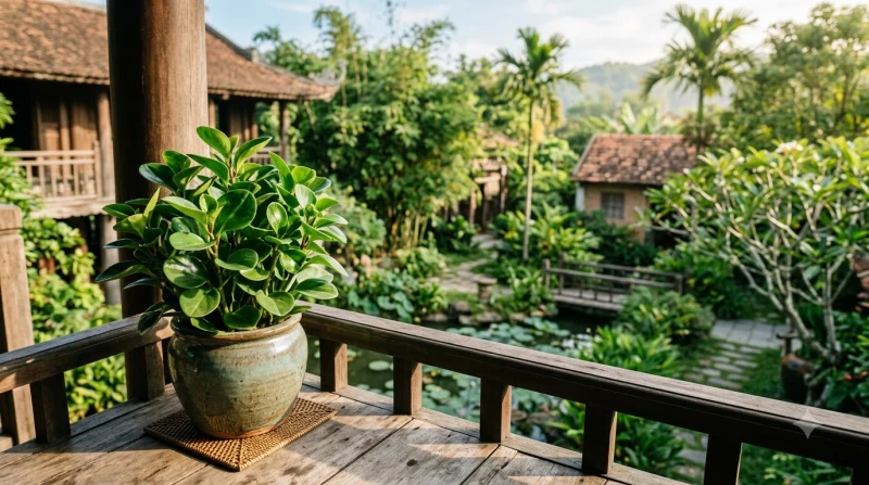 Tuổi Canh Dần 1950: Cung Mệnh, Hướng Nhà & Hạn Làm Nhà 2025–2026 12 Chậu cây Trường Sinh lá xanh mọng nước được đặt ở ban công ngập nắng mang lại sinh khí trong lành