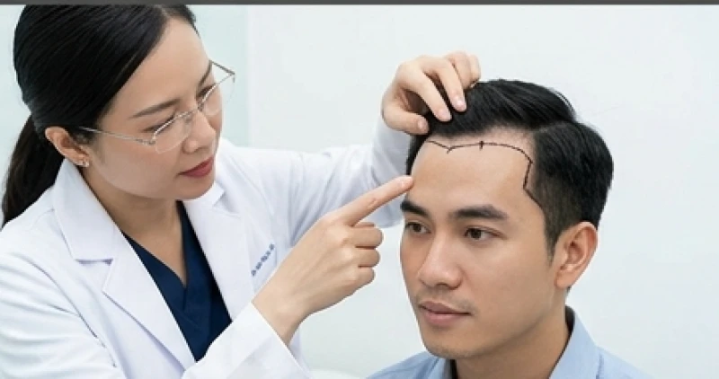 Quá trình kiểm tra và thiết kế lại đường chân tóc mới cho khách hàng trước khi thực hiện cấy tóc