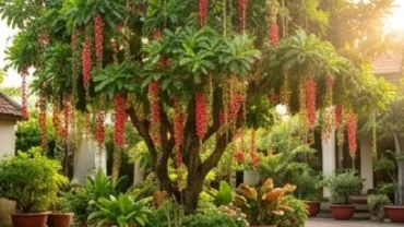 Cây lộc vừng vươn tán rộng xanh tốt ngoài sân đại diện cho cây trồng ngoài sân hợp tuổi ngọ mang lại vượng khí