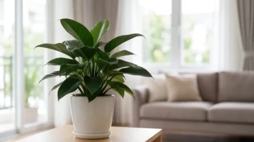 Chậu cây trồng trong nhà hợp tuổi Dần phát triển xanh mướt giữa không gian phòng khách