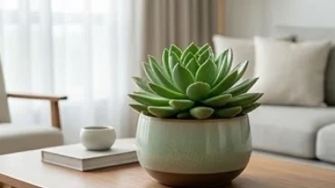 Chậu cây sen đá xanh tươi thu hút tài lộc khi tìm cây trồng trong nhà hợp tuổi dậu