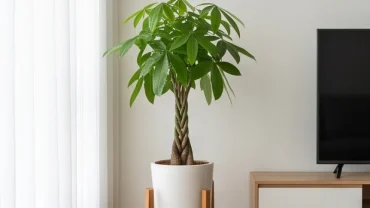Chậu cây kim ngân xanh tốt đặt trong không gian phòng khách hiện đại là lựa chọn cây trồng trong nhà hợp tuổi Thìn
