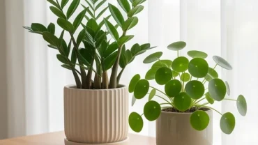Chậu cây kim tiền và cỏ đồng tiền xanh mướt, tiêu biểu cho cây trồng trong nhà hợp tuổi tỵ